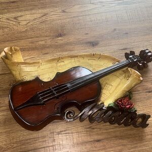 Decorative Violin Wall Art with Music Note Design